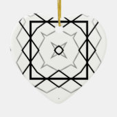 Wit Zwart en Zilver Geometrisch patroon Keramisch Ornament (Voorkant)