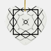 Wit Zwart en Zilver Geometrisch patroon Keramisch Ornament (Achterkant)