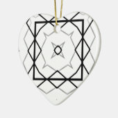 Wit Zwart en Zilver Geometrisch patroon Keramisch Ornament (Links)