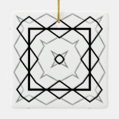 Wit Zwart en Zilver Geometrisch patroon Keramisch Ornament (Achterkant)