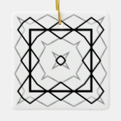 Wit Zwart en Zilver Geometrisch patroon Keramisch Ornament (Voorkant)