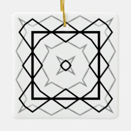 Wit Zwart en Zilver Geometrisch patroon Keramisch Ornament