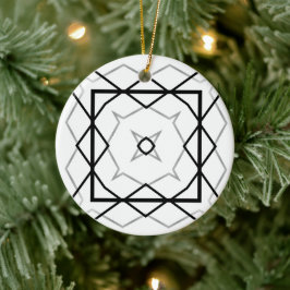 Wit Zwart en Zilver Geometrisch patroon Keramisch Ornament