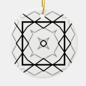 Wit Zwart en Zilver Geometrisch patroon Keramisch Ornament (Voorkant)