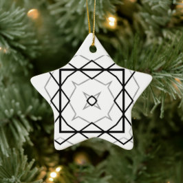 Wit Zwart en Zilver Geometrisch patroon Keramisch Ornament