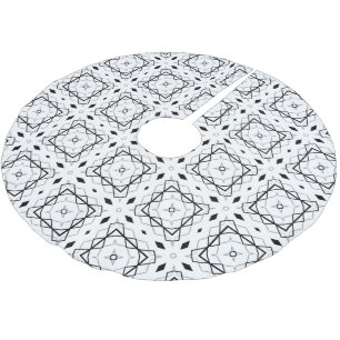 Wit Zwart en Zilver Geometrisch patroon Kerstboom Rok