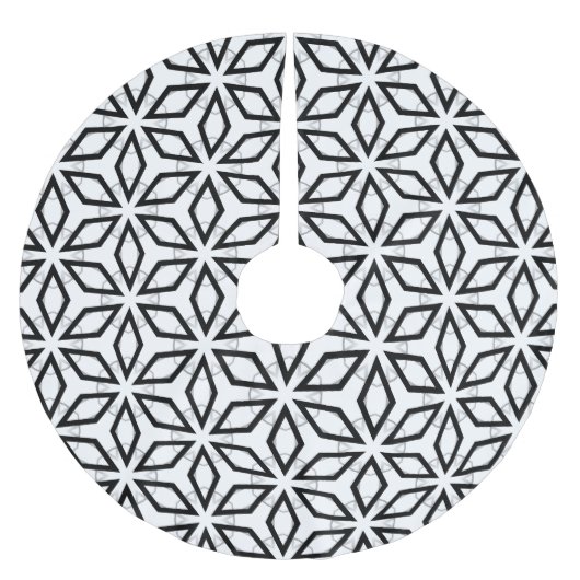 Wit Zwart en Zilver Geometrisch patroon Kerstboom Rok (Voorkant)
