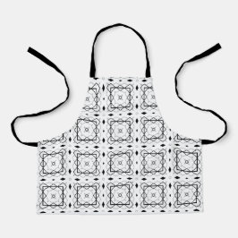 Wit Zwart en Zilver Geometrisch patroon Schort