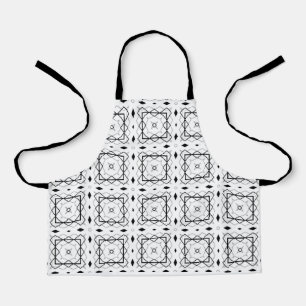Wit Zwart en Zilver Geometrisch patroon Schort