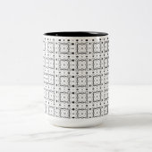 Wit Zwart en Zilver Geometrisch patroon Tweekleurige Koffiemok (Center)