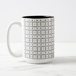 Wit Zwart en Zilver Geometrisch patroon Tweekleurige Koffiemok