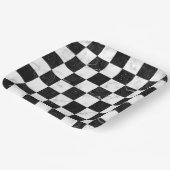 Wit Zwart en Zilver Marmeren Checkerboard Papieren Bordje (Gebogen)