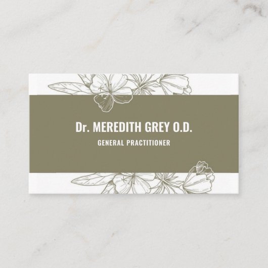 Wit Zwart Esthetische Dark Sage Groen Fancy Visitekaartje (Voorkant)