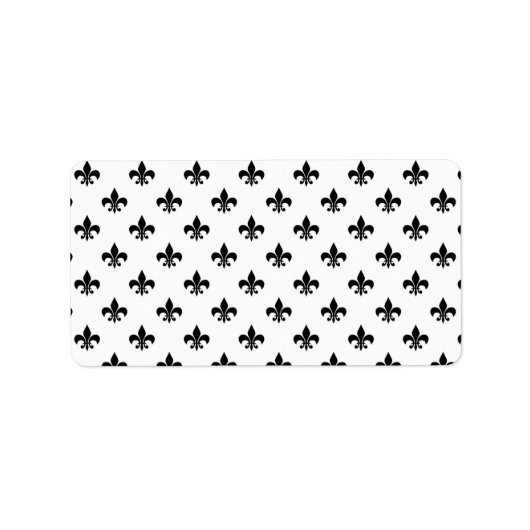 Wit Zwart Fleur De Lis Delicaat Mardi Gras Etiket (Voorkant)
