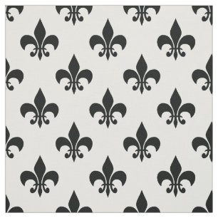 Wit Zwart Fleur-de-lis Textiel Stof