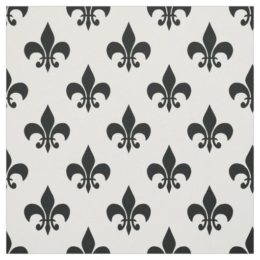 Wit Zwart Fleur-de-lis Textiel Stof (Swatch)