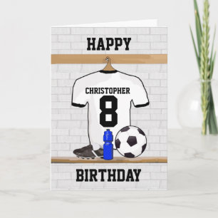 Wit Zwart Football Voetbal Jersey Happy Birthday Kaart