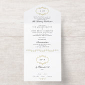 Wit Zwart Formeel Gouden Kam Monogram Bruiloft All In One Uitnodiging (Binnenkant)