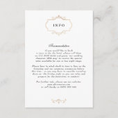 Wit Zwart Formeel Gouden Kam Monogram Bruiloft Informatiekaartje (Voorkant)