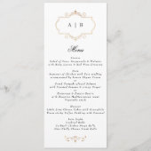 Wit Zwart Formeel Gouden Kam Monogram Bruiloft Menu (Voorkant)