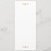 Wit Zwart Formeel Gouden Kam Monogram Bruiloft Menu (Achterkant)