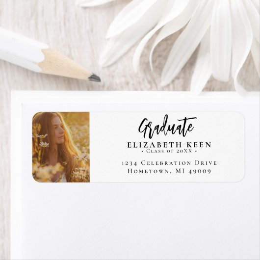 Wit & Zwart Foto Afstuderen Retouradres Etiket (Insitu)