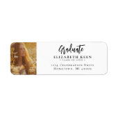 Wit & Zwart Foto Afstuderen Retouradres Etiket (Voorkant)