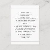 Wit zwart foto eenvoudige begrafenis gebedskaart visitekaartje (Achterkant)