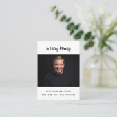 Wit zwart foto eenvoudige begrafenis gebedskaart visitekaartje (Staand voorkant)
