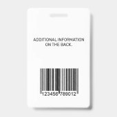 Wit Zwart Foto ID Naam Titel Barcode Verticaal Badge (Achterkant)