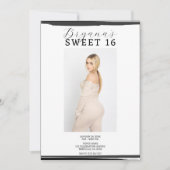 Wit & Zwart Foto Lijst Trendy Modern Sweet 16 Kaart (Voorkant)