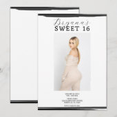 Wit & Zwart Foto Lijst Trendy Modern Sweet 16 Kaart (Voorkant / Achterkant)