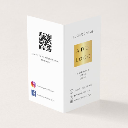 Wit zwart foto logo QR code zakelijke brochure Kaart (Buitenkant)
