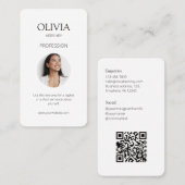 Wit / Zwart Foto Sociale QR Code Visitekaartje (Voorkant / Achterkant)