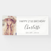 Wit zwart foto verjaardagsfeestje spandoek (Horizontaal)