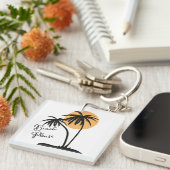 Wit & Zwart Geel Strand Acryl Sleutelhanger (Voorkant Rechts)