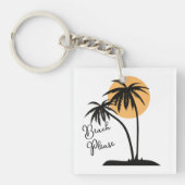 Wit & Zwart Geel Strand Acryl Sleutelhanger (voorkant)