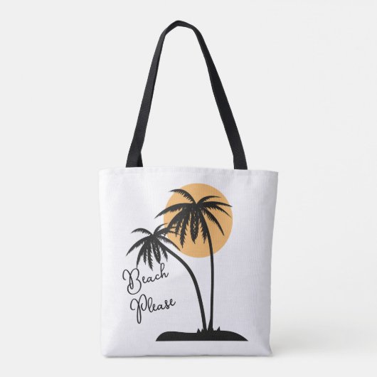 Wit & Zwart Geel Strand Canvas tas (Achterkant)