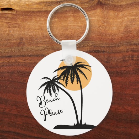 Wit & Zwart Geel Strand Sleutelhanger (Achterkant)