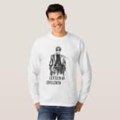 Wit Zwart Geïllustreerd Borstel Gentleman T-shirt (Voorkant volledig)