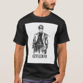 Wit Zwart Geïllustreerd Borstel Gentleman T-shirt (Voorkant)