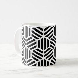 Wit Zwart Geometrisch Zeshoek Honingraat Patroon Koffiemok