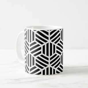Wit Zwart Geometrisch Zeshoek Honingraat Patroon Koffiemok