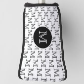 Wit & Zwart Gepersonaliseerd Aangepast Monogram Pa Golfheadcover (Draai 90)