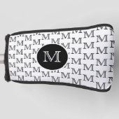 Wit & Zwart Gepersonaliseerd Aangepast Monogram Pa Golfheadcover (Voorkant)