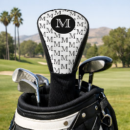 Wit & Zwart Gepersonaliseerd Aangepast Monogram Pa Golfheadcover