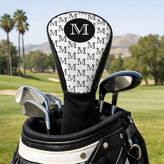 Wit & Zwart Gepersonaliseerd Aangepast Monogram Pa Golfheadcover