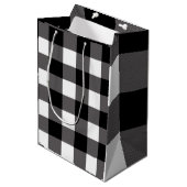 Wit & Zwart geruit Buffalo Plaid Medium Cadeauzakje (Voorkant Gekanteld)