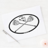 Wit/Zwart Goalie Lacrosse Sticks en Helm Ovale Sticker (Envelop)