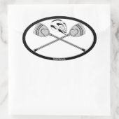 Wit/Zwart Goalie Lacrosse Sticks en Helm Ovale Sticker (Tas)